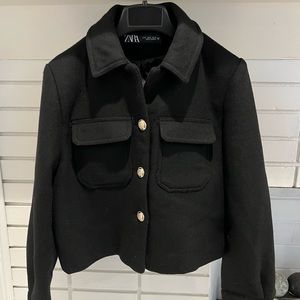 Zara Cropped Wool Blend Cardigan